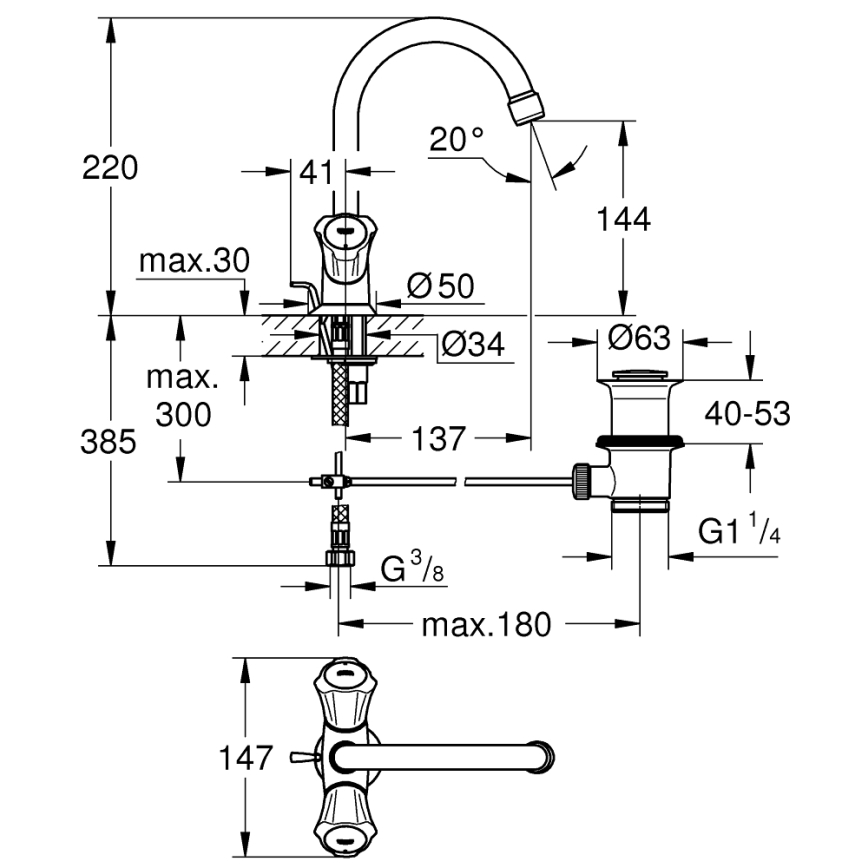 GROHE 21375001 - Grifo monomando para lavabo COSTA L, cromo brillante