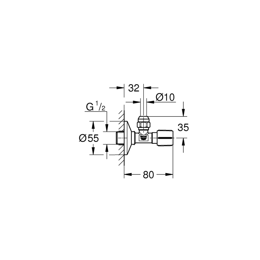 GROHE 22037000 - Válvula angular DN 15, acabado cromado brillante