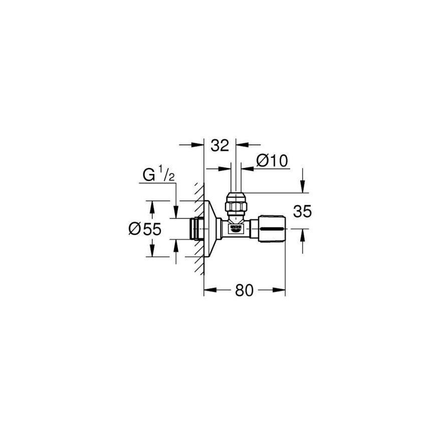 GROHE 22039000 - Válvula angular UNIVERSAL DN 15 cromo brillante