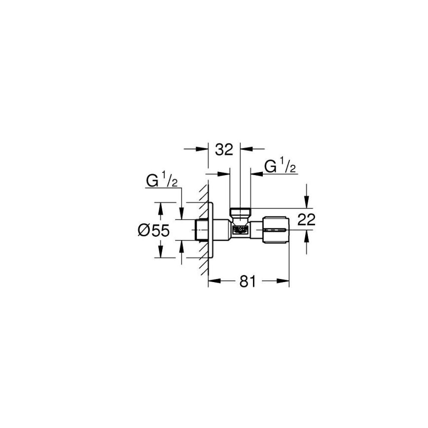 GROHE 22041001 - Válvula angular DN 15, acabado cromado brillante