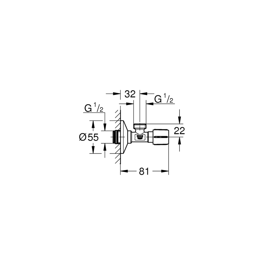 GROHE 22043000 - Válvula angular UNIVERSAL DN 15 cromo brillante