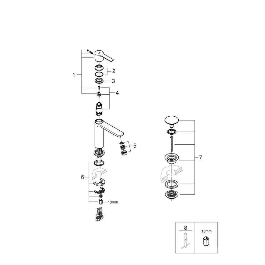 GROHE 23106DC1 - Grifo de lavabo LINEARE DN 15, acero inoxidable