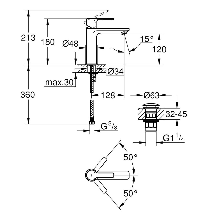 GROHE 23106DC1 - Grifo de lavabo LINEARE DN 15, acero inoxidable