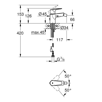 GROHE 23332001 - Grifo para bidé BAUEDGE talla S cromo brillante