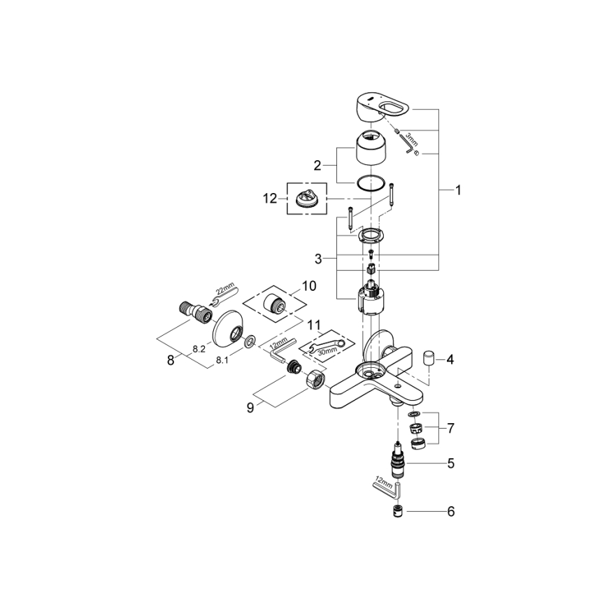 GROHE 23341000 - Grifo de bañera BAULOOP DN 15, cromado brillante