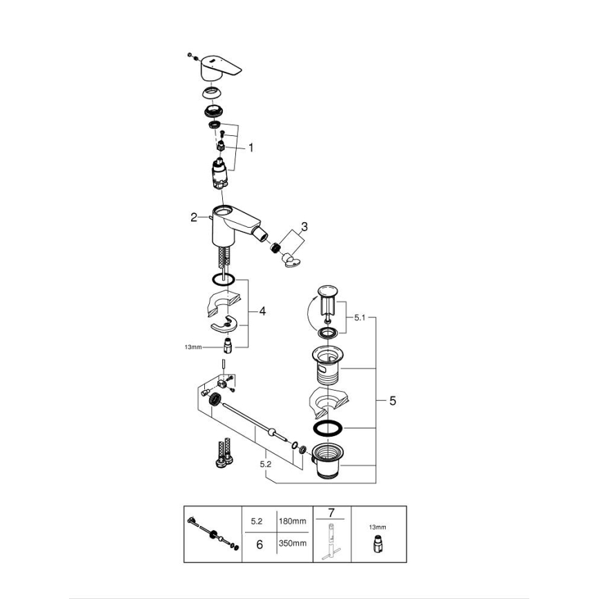 GROHE 23345001 - Grifo para bidé START EDGE, cromo brillante