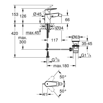 GROHE 23345001 - Grifo para bidé START EDGE, cromo brillante