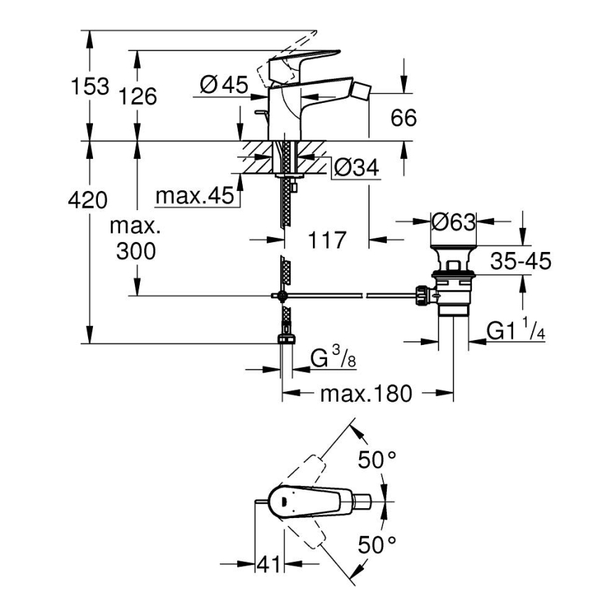 GROHE 23345001 - Grifo para bidé START EDGE, cromo brillante