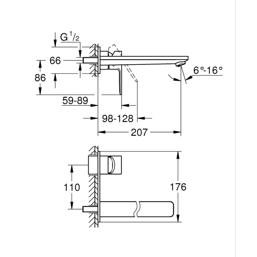 GROHE 23444AL1 - Grifo de lavabo para instalación empotrada LINEARE 207 mm grafito