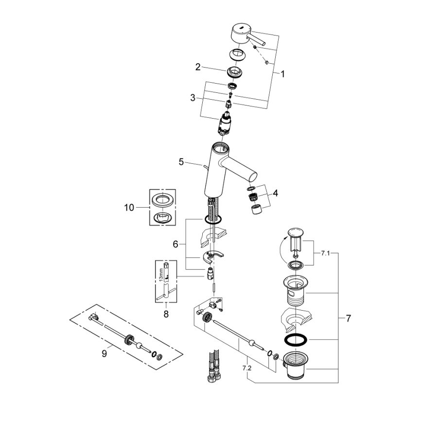 GROHE 23450001 - Grifo monomando para lavabo CONCETTO M, cromo brillante