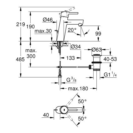 GROHE 23450001 - Grifo monomando para lavabo CONCETTO M, cromo brillante