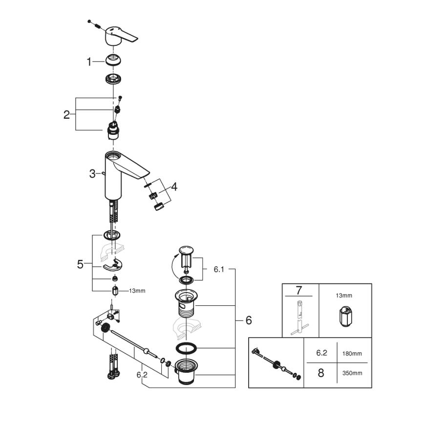 GROHE 23455002 - Grifo monomando para lavabo START 2021, tamaño M, acabado cromo brillante