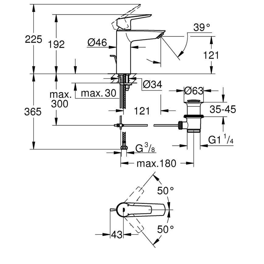 GROHE 23455002 - Grifo monomando para lavabo START 2021, tamaño M, acabado cromo brillante