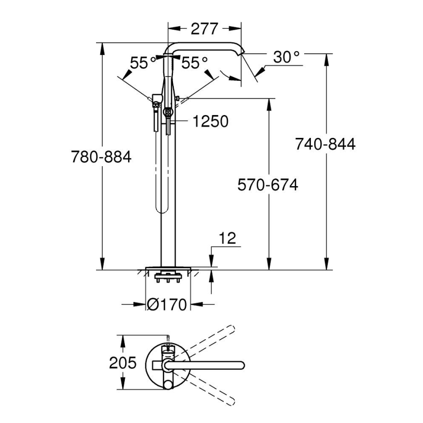 GROHE 23491DC1 - Grifo para bañera ESSENCE 277 mm en acero inoxidable
