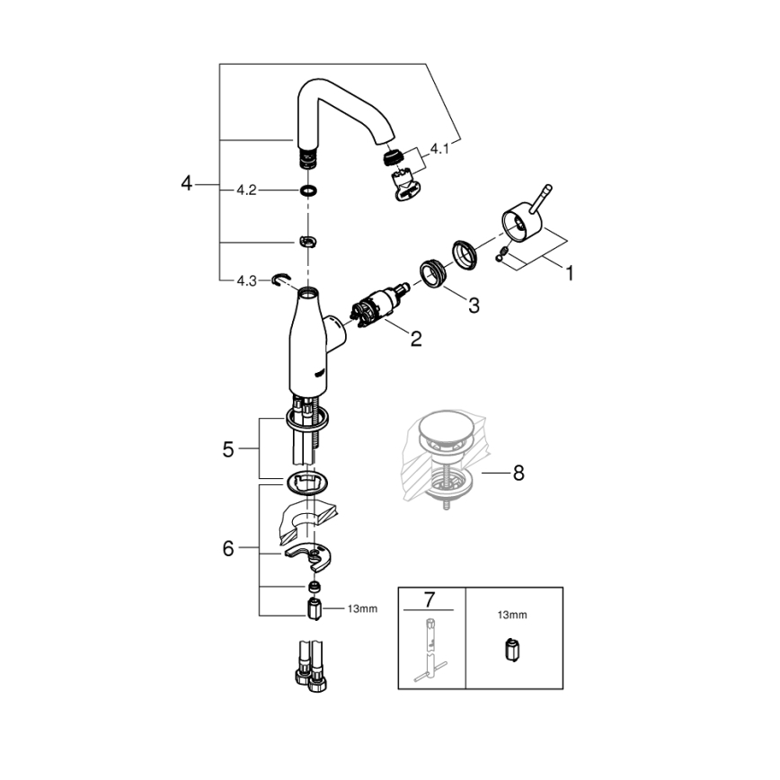 GROHE 23541001 - Grifo para lavabo ESSENCE DN 15 cromado brillante