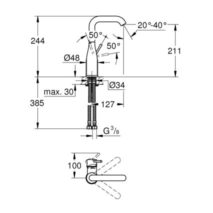 GROHE 23541001 - Grifo para lavabo ESSENCE DN 15 cromado brillante