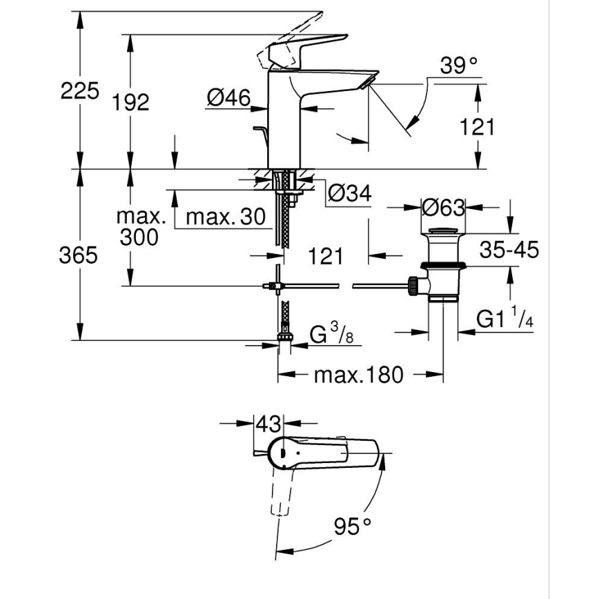 GROHE 23552002 - Grifo para lavabo START 192 mm, cromo brillante