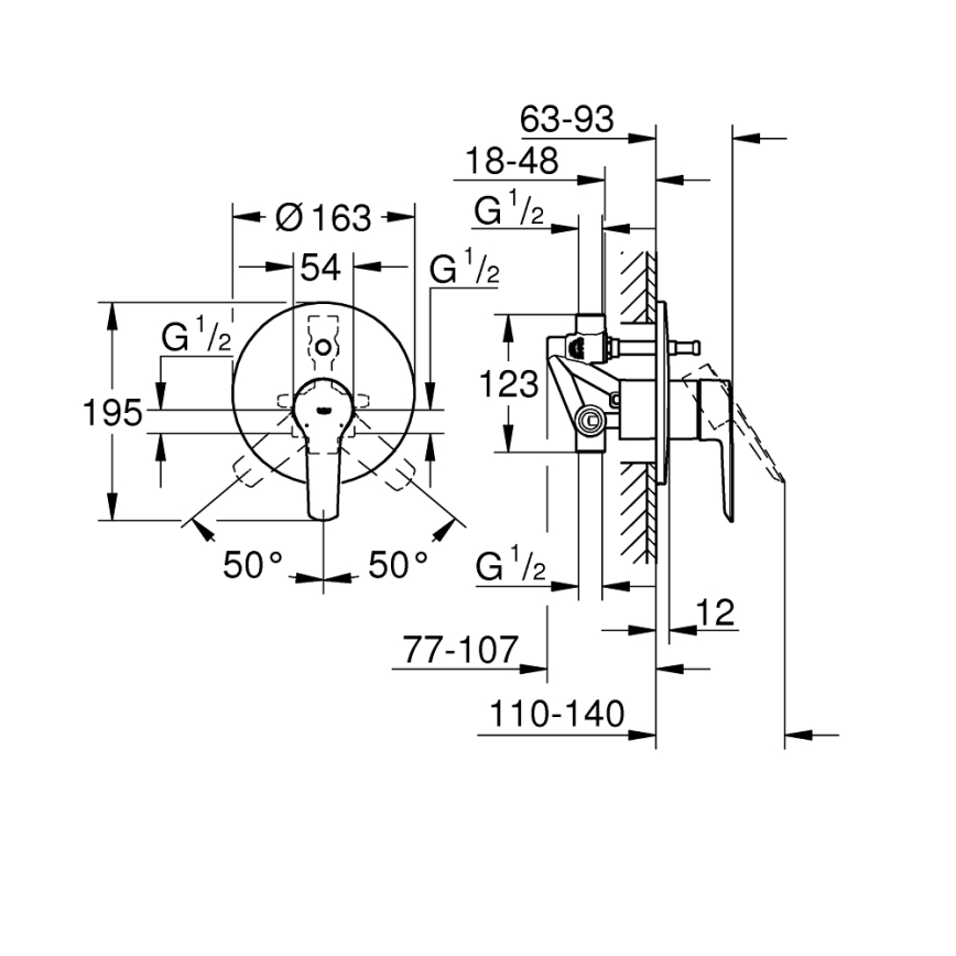 GROHE 23558002 - Grifo de bañera START, cromo brillante