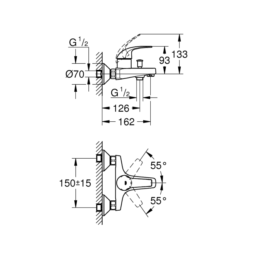 GROHE 23599000 - Mezclador para bañera EUROSMART DN 15 cromo brillante