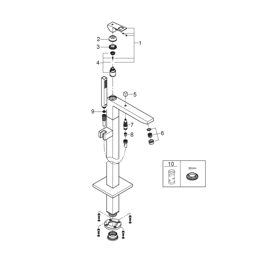 GROHE 23672001 - Grifo de bañera EUROCUBE 298 mm cromado brillante