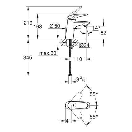 GROHE 23715003 - Grifo para lavabo EUROSTYLE, tamaño S, acabado cromo brillante