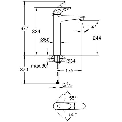 GROHE 23719003 - Grifo para lavabo EUROSTYLE XL en cromo brillante