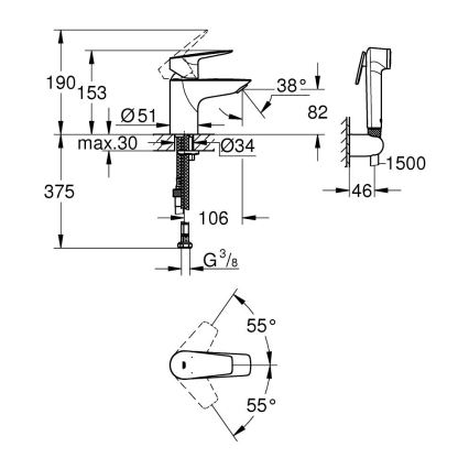 GROHE 23773001 - Grifo de lavabo START EDGE tamaño S cromo brillante