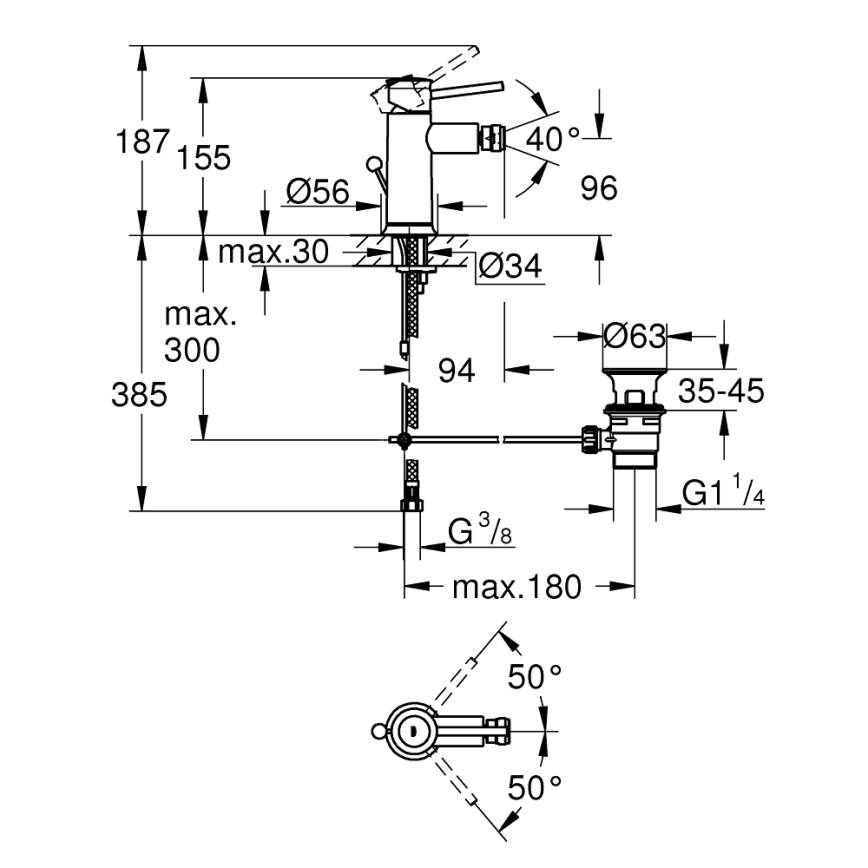 GROHE 23785000 - Grifo para bidé START CLASSIC, cromo brillante