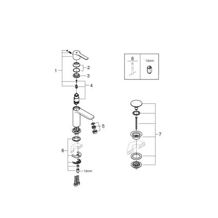 GROHE 23791001 - Grifo de lavabo LINEARE XS en cromo brillante
