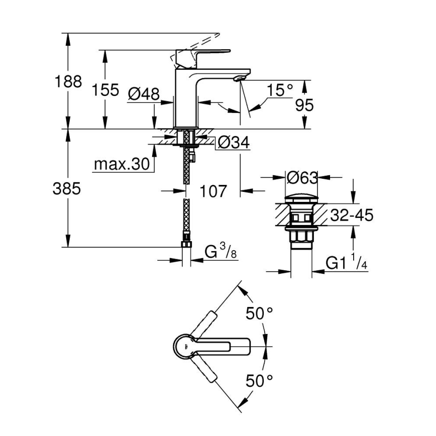 GROHE 23791001 - Grifo de lavabo LINEARE XS en cromo brillante