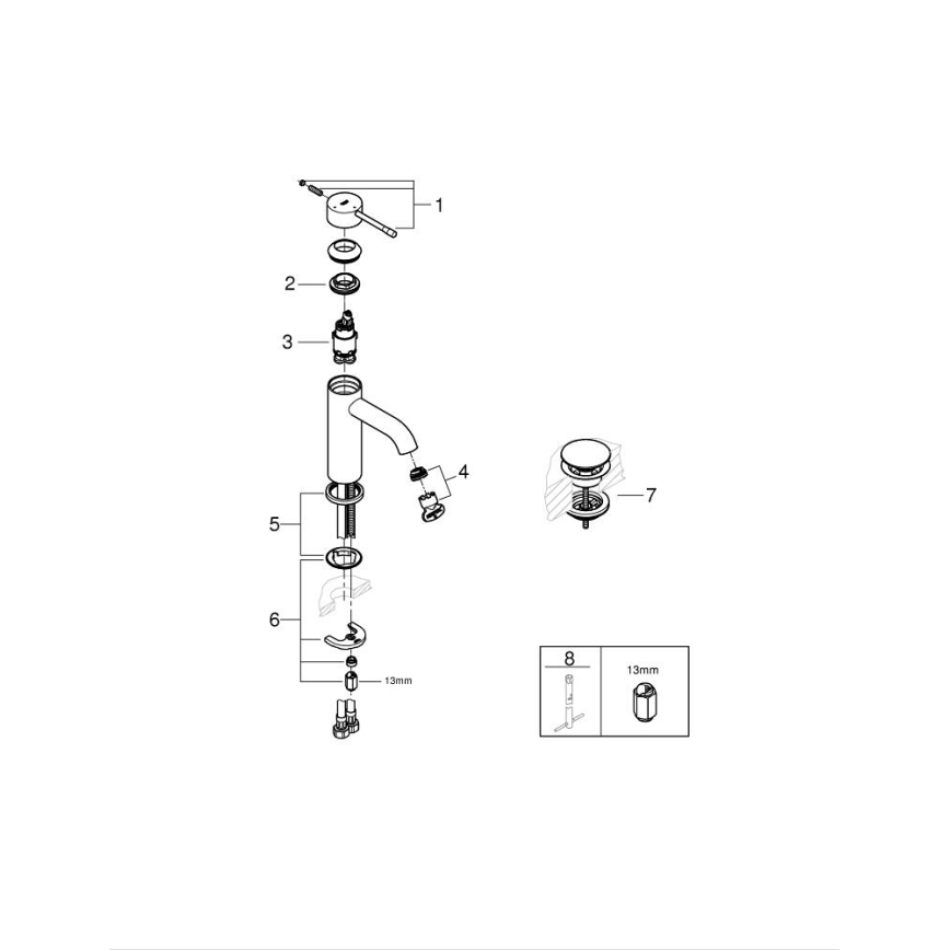 GROHE 23797001 - Grifo de lavabo ESSENCE tamaño S en cromo brillante