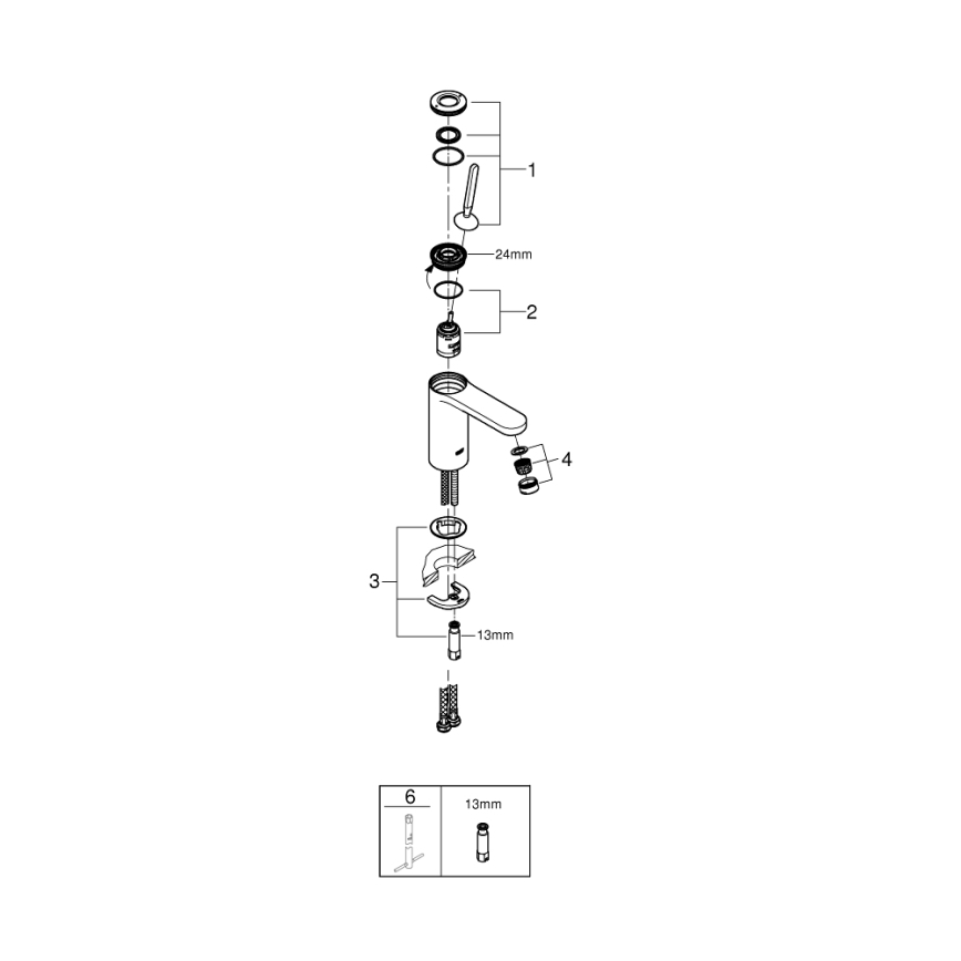 GROHE 23800000 - Monomando para lavabo GET, tamaño M, cromo brillante