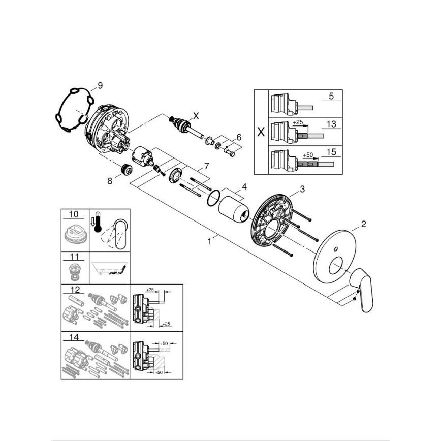 GROHE 24045000 - Grifo mezclador con desviador de dos vías EUROSMART, cromo brillante