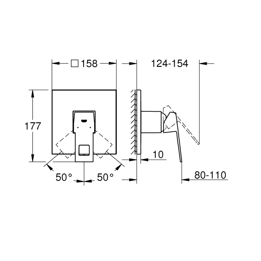 GROHE 24061000 - Mezclador de ducha EUROCUBE, cromo brillante