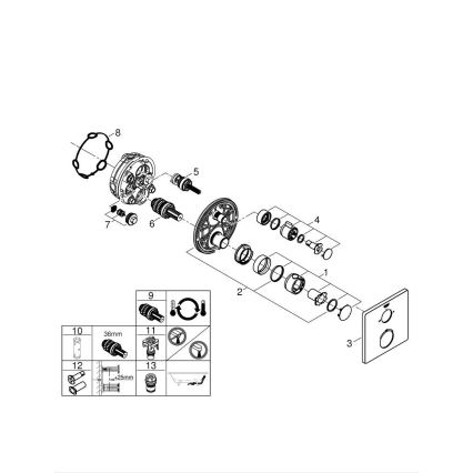 GROHE 24080000 - Mezclador termostático para bañera GROHTHERM, cromo brillante