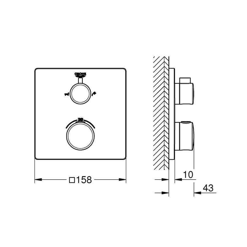GROHE 24080000 - Mezclador termostático para bañera GROHTHERM, cromo brillante