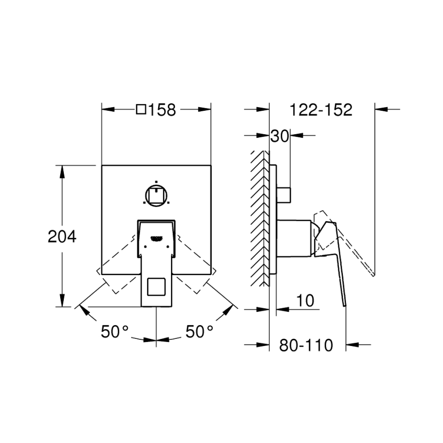 GROHE 24094000 - Grifo EUROCUBE con derivador de 3 vías, acabado cromado brillante