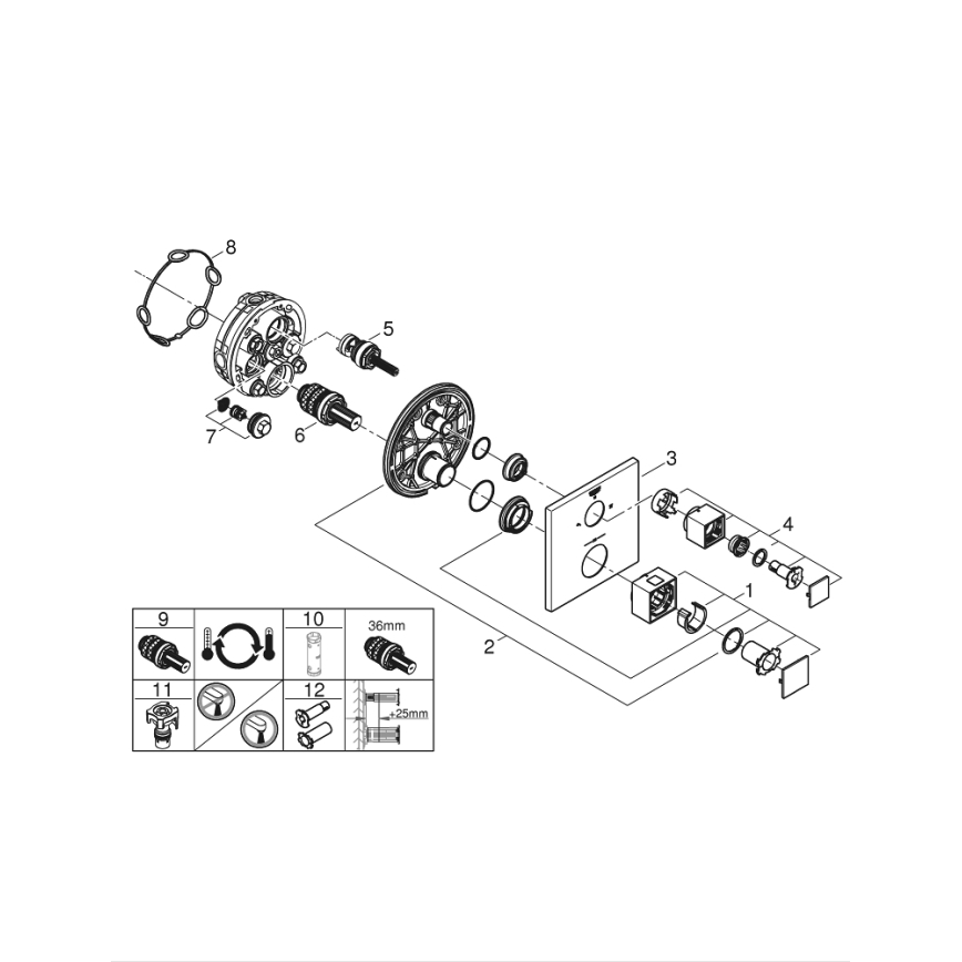GROHE 24154000 - Mezclador termostático GROHTHERM CUBE, cromado brillante
