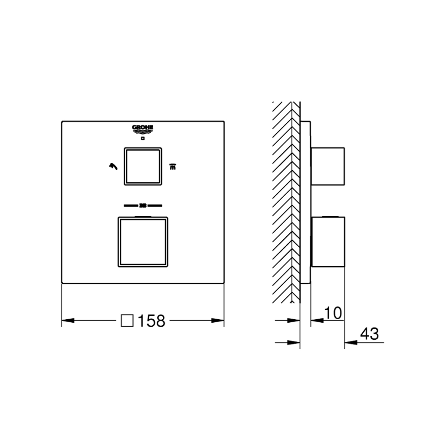 GROHE 24154000 - Mezclador termostático GROHTHERM CUBE, cromado brillante