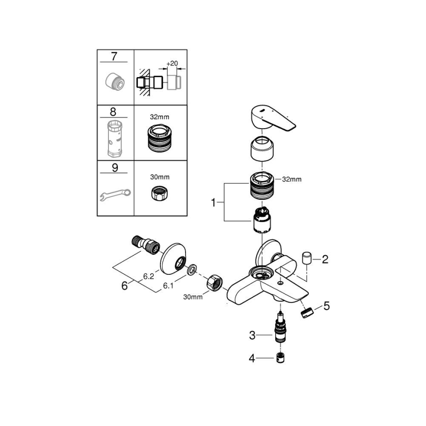 GROHE 24198001 - Grifo para bañera DN 15 cromo brillante