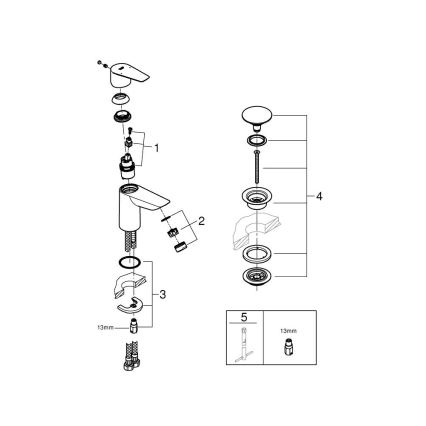 GROHE 24199001 - Grifo para lavabo START EDGE DN 15, acabado cromado brillante