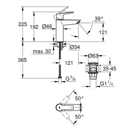 GROHE 242042432 - Grifo de lavabo START, tamaño M, acabado en negro