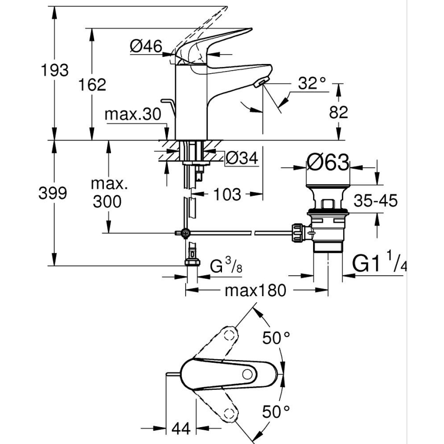 GROHE 24316001 - Grifo de lavabo SWIFT DN 15 cromo brillante