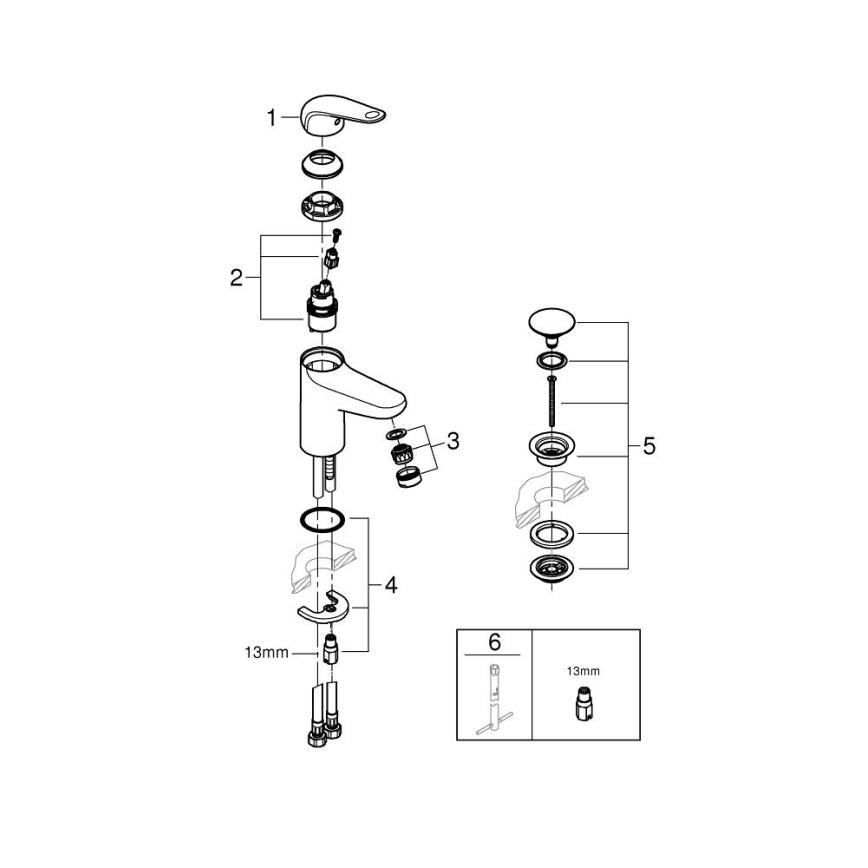 GROHE 24318001 - Grifo de lavabo SWIFT 162 mm cromado brillante