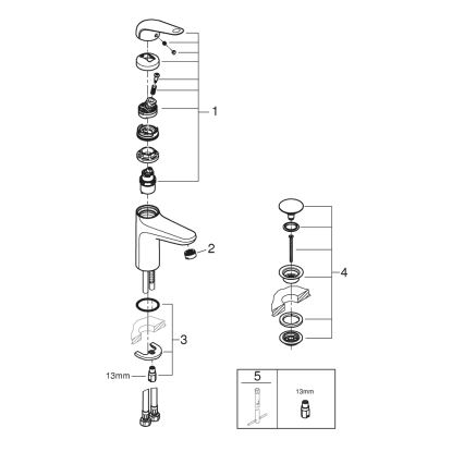 GROHE 24327001 - Grifo de lavabo SWIFT, tamaño M, acabado cromo brillante