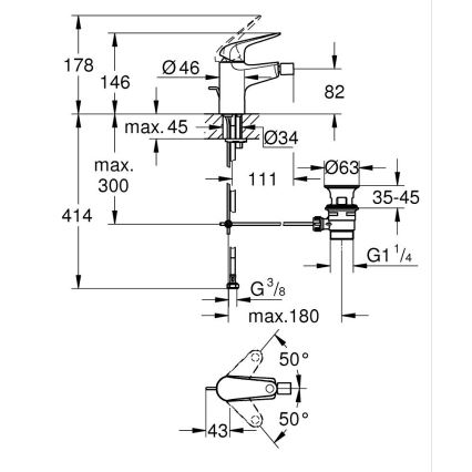GROHE 24332001 - Grifo para bidé SWIFT de 146 mm, cromo brillante