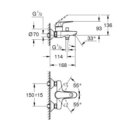 GROHE 24335001 - Grifo de bañera DN 15, acabado cromado brillante
