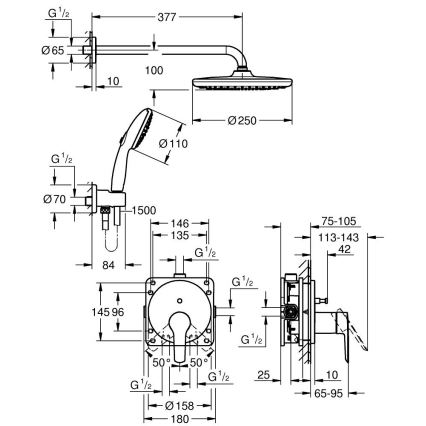 GROHE 25292000 - Sistema de ducha empotrado START VITALIO START 250 cromado