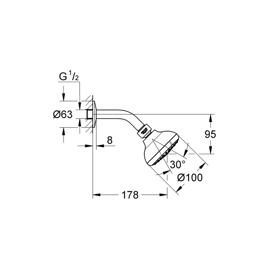 GROHE 26088001 - Rociador de ducha TEMPESTA 100, 100 mm, cromado brillante