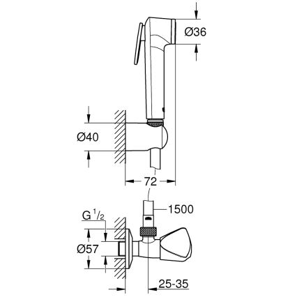 GROHE 26357000 - Juego de pared con válvula angular, cromo brillante